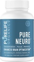 PureLife Organics Pure Neuro - Συμπλήρωμα για την εξάλειψη εγκεφαλική ομίχλη, υποστήριξη μνήμης & ενίσχυση εστίασης - 30 ημέρες προσφοράς - 60 Vegan & Gluten-free κάψουλες - Γιατρός Formulated for Brain Health Support