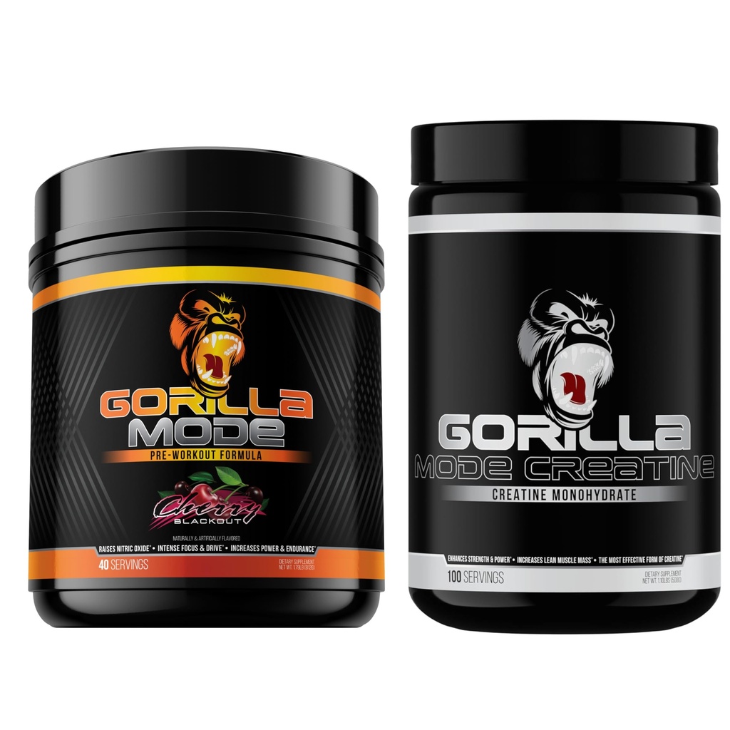Gorilla Mind Pre Workout (Cherry) +tine 100 Serv.) - Geliştirilmiş Güçlü Güç, Güç Çıktısı ve Kas Boyutu için kapsamlı bir aksesuar