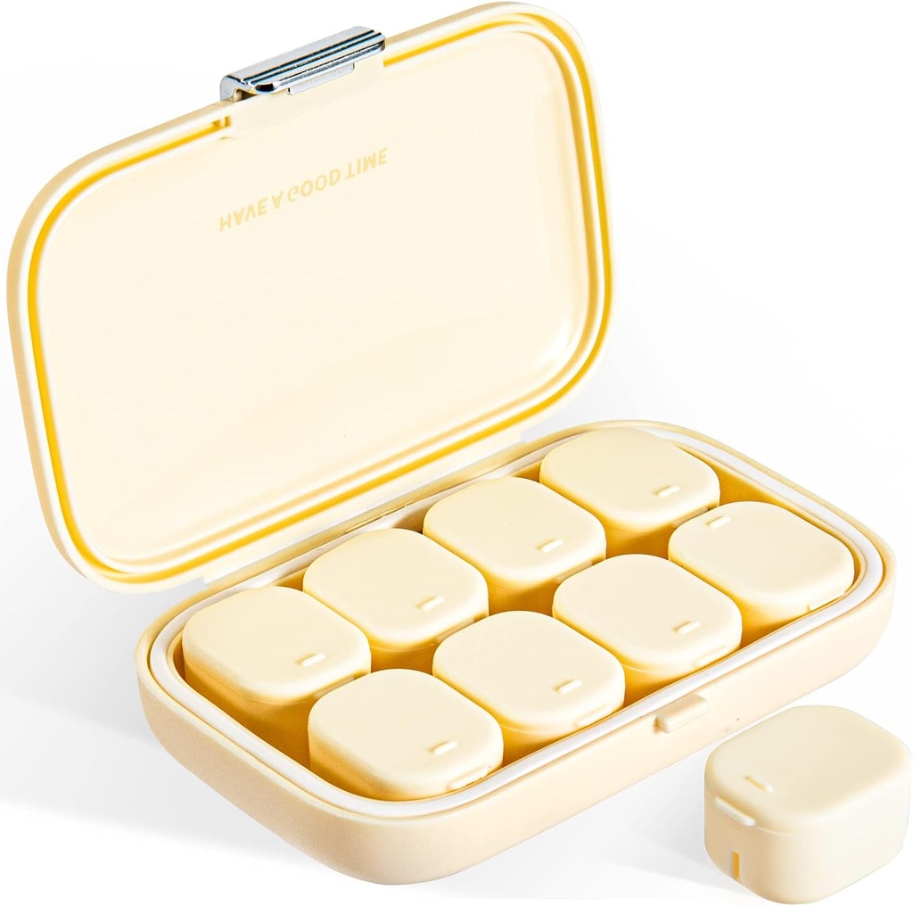 Günlük Pill Organizer, 8 Karşılaştırmalı Portreatif Pill Case, Moisture-Proof Pill Case, Pill columnss, Travel Pill Container, To Holds Pills Cod Liver Oil Regular Tablets (Cream White)