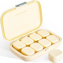 Daily Pill Organizer, 8 Compartments Portable Pill Case, Moisture-Proof Pill Case, Pill Dispensers, Travel Pill Container, to Hold Vitamins Pills Cod Liver Oil Regular Tablets (Cream White)