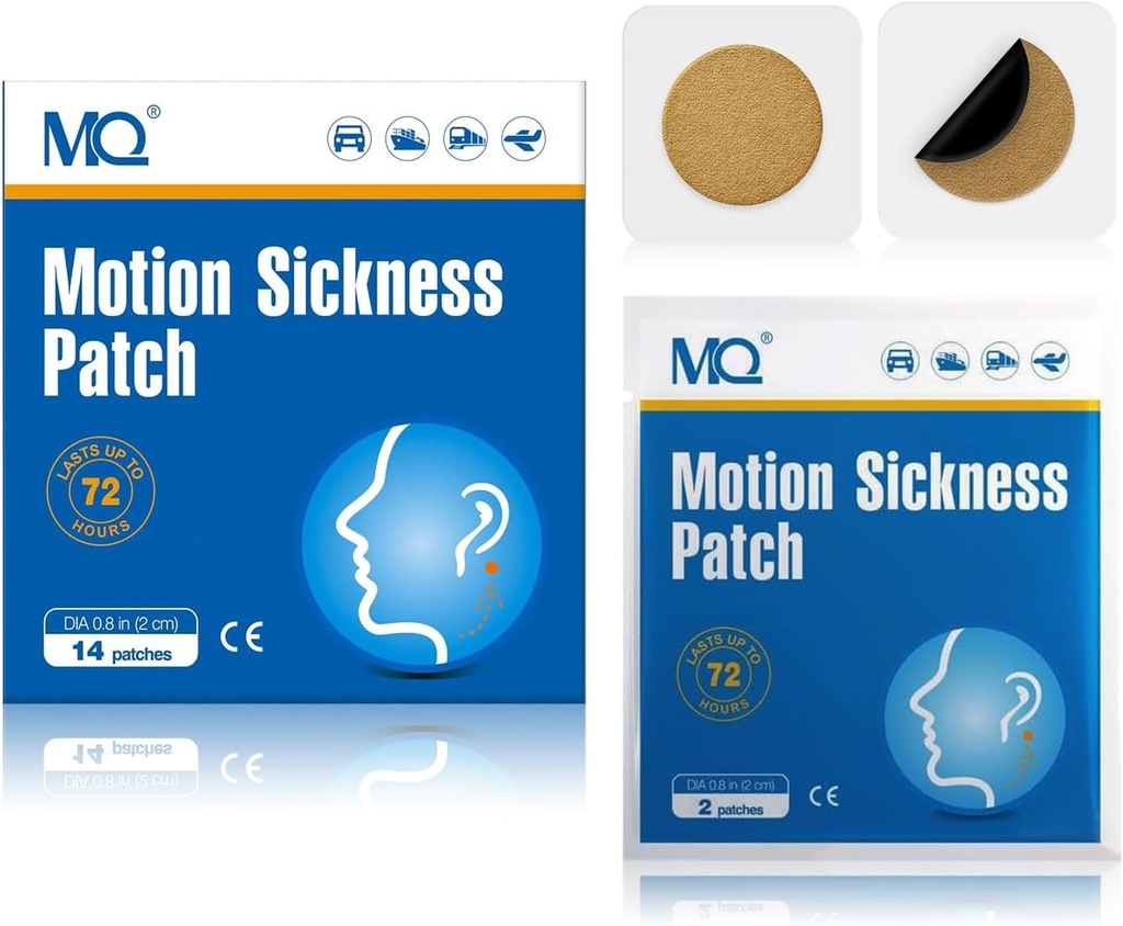MQ 14ct Motion Hastaness Patches Non Drowsy, Sea Hastaness Patches for Cruise Travel Essentials, Water Patch Behind Ear for Car Airplane Altitude Hastaness, Long Last 72H