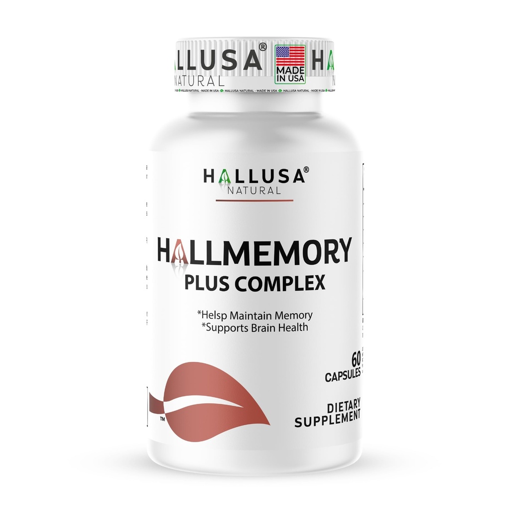 Hallusa Natural Brain Health Supplement – Ginkgo Biloba, Β Βιταμίνες & Χολίνη – Memory & Focus Support – Ψυχική Καθαρότητα & Ενέργεια – Εγκέφαλος Booster για άνδρες & γυναίκες – 60 κάψουλες