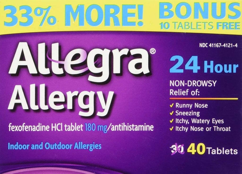 Αλλεργία Allegra 40 δισκία (Bonus Pack - 33% Περισσότερα) Προστασία 24 ωρών - Μη υπνηλία