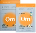 Om Master Blend Vegan Protein Toz, Vanilla, 21g of Plant Protein - Organik Mushroom Supplement with 10 Mushroom Complex, Ashwagandha, BCAAs and Vitamin B12 - Single Serve (10 Count)