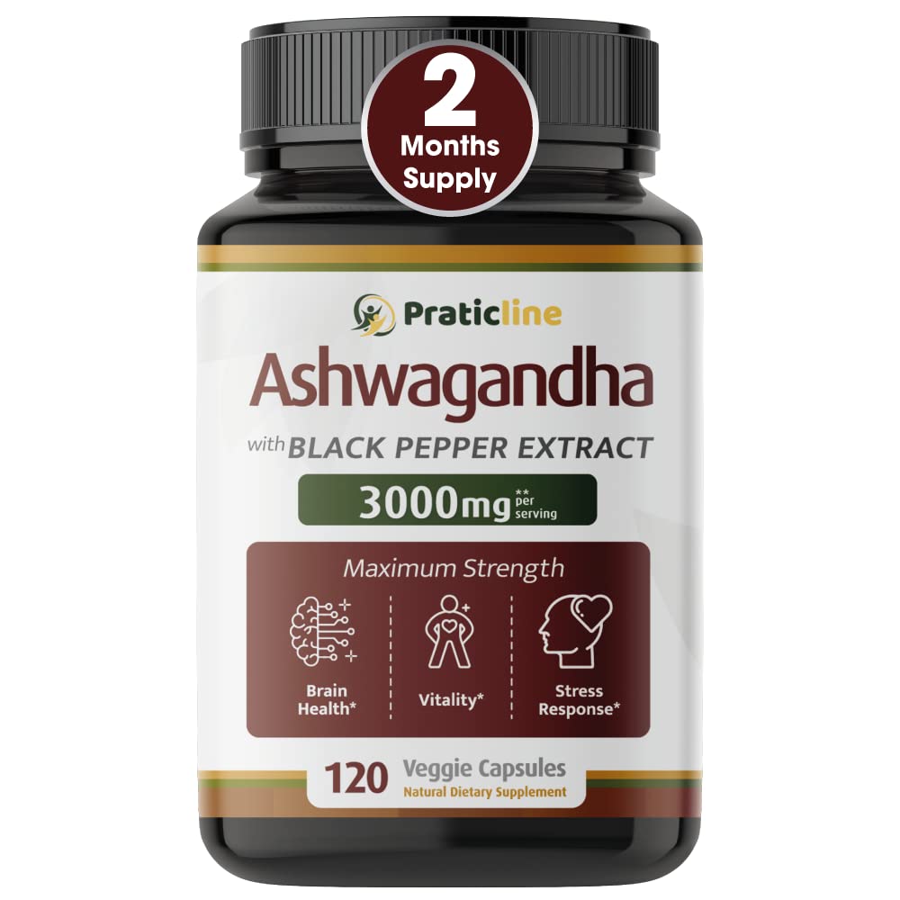 Ashwagandha Κάψουλες 3.000 mg - 120 Vegan Cap Made with Organic Ashwagandha Powder and Root Extract. Χωρίς γλουτένη.