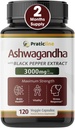 Ashwagandha Capsules 3.000 mg - 120 Vegan Cap Organik Ashwagandha Toz ve Kök Ekstraksiyon ile Yaptı. Gluten Free. USA Made in USA