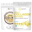 Mikro Malzemeler D3 10000 iu + K2 200 mcg Coconut Oil Softgels & Organik Collagen Peptides Toz Paket 2 Paket | Temel Sunshine Vitaminler | Hidrolyzed Tip I & III Bovine Collagen