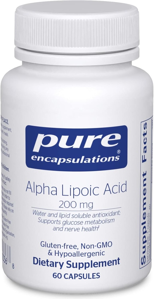 Saf Encapsulations Alpha Lipoic Acid 200 mg - 200 mg ALA - Liver & Antioksi Support* - Nerve Health & Carb Metabolism - Vegan & Non-GMO Supplement - 60 Capsules