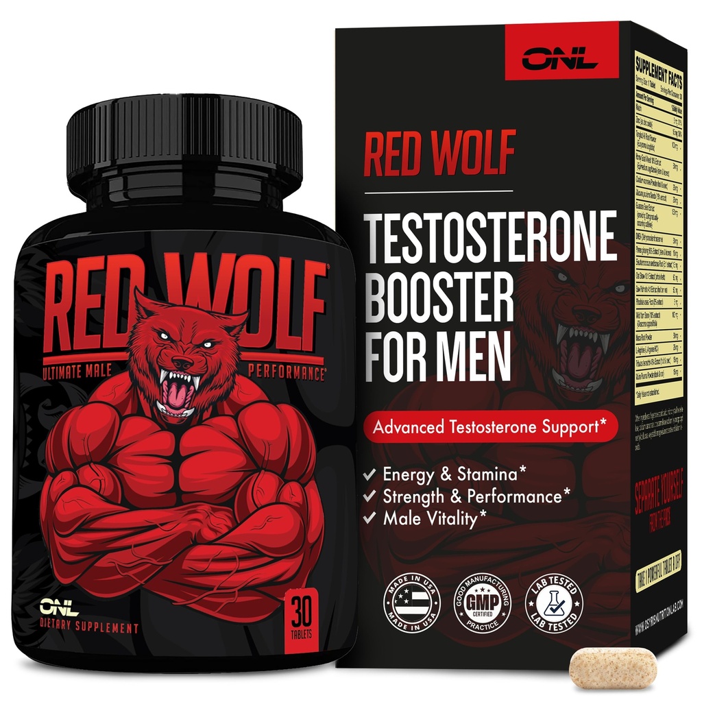 ONL Red Wolf +380638588488 Erkekler için - Ultimate Men's Supplement for High Potency Endurance, Energy & Strength - testosteron Supplement for Men - w/Tongkat Ali Erkek Geliştirme - 30 Ctt