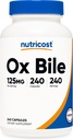 Κάψουλες Nutricost Ox Bile 125mg, 240 Κάψουλες - Μη ΓΤΟ