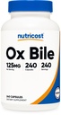 Nutricost Ox Bile Capsules 125 mg, 240 Capsules - Non-GMO