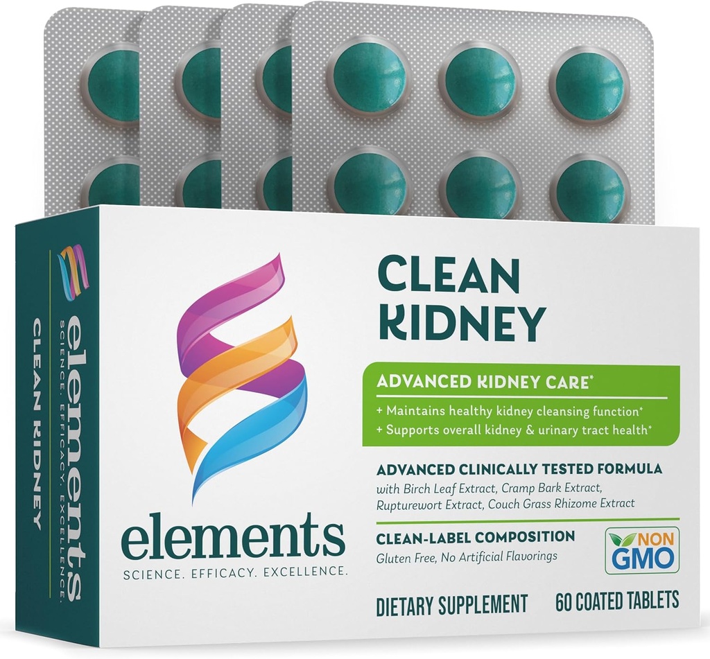 Malzemeler Clean Kidney, 60 Tabletler (30 Günlük Supply), Destekler Normal Kidney ve Urinary Tract Function, Gluten Free,