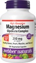 Webber Naturals Magnezyum Glycinate Kompleksi 200 mg, 120 Vegetarian Capsules, High Abxia Formula, Supports Bones, Heart, Muscles & Nerves, One-per-Day, Vegan, New Label!