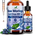 Raw Moringa Liquid Drops 8000 mg, Organic Moringa Oleifera Leaf Extract w. Supergreens Blend of Wheatgrass, Barley Grass for Antioxidant, Energy & Immune, High Potency Than Capsules Powder