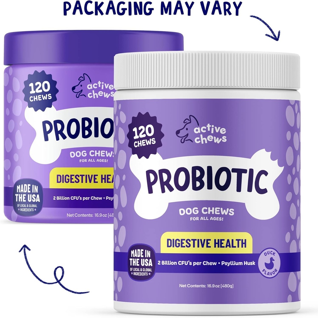 | Pet Probiyotiks for Dogs | Dog Probiyotiks and Digestive Enzymes for Dogs Diarrhea, Gut Health for Dogs | Probiyotik Chews for Dogs w /Fiber, Puppy probiyotik Digestive Health, 120 ct