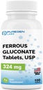 Puregen Labs Ferrous Gluconate 324 mg [Υψηλή Ικανότητα] Συμπλήρωμα σιδήρου, Απαλό στο στομάχι - 100 δισκία