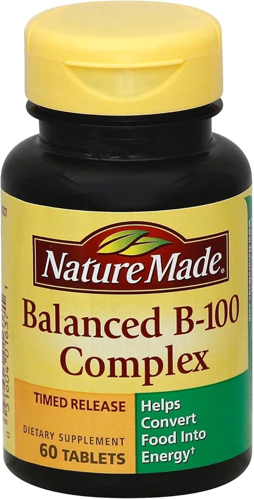 Nature Made Balanced Vitamin B-100 Komplek Tabletleri 60 ea (Pack of 5)