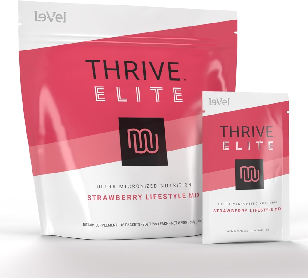 Le-Vel Thrive Elite Protein Shake | Gluten-Free, Protein Ölçeği BCAAs, Probiyotiks & Enzymes |16 Servisler - Tek Paketler, Strawberry