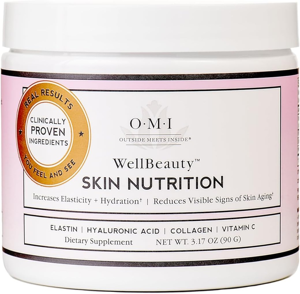 OMI Wellbeauty Skin Nutrition, Clinically Αποδεικνύεται για να αυξήσει την ελαστικότητα και να μειώσει τα ορατά σημάδια της γήρανσης του δέρματος, Γαλλική Marine Elastin, Collagen, Υαλουρονικό οξύ, Βιταμίνη C, 1 μήνα προσφοράς, 3,17oz