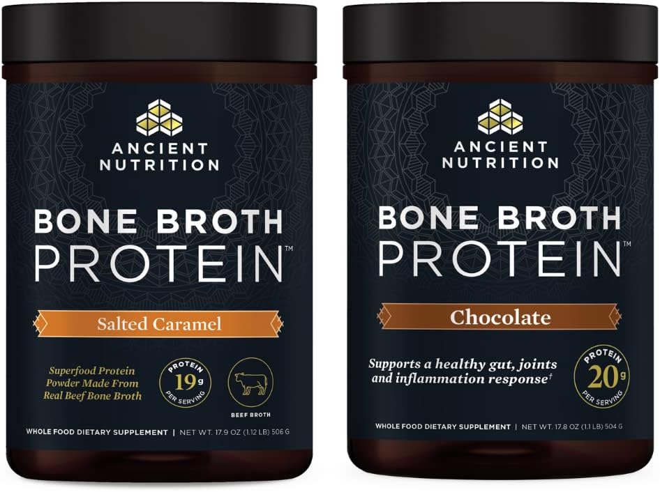 Eski Beslenme Kemik Broth Protein Tozu, Salted Caramel, 20 Hizmet + Bone Broth Protein Toz, Çikolata, 20 Hizmet