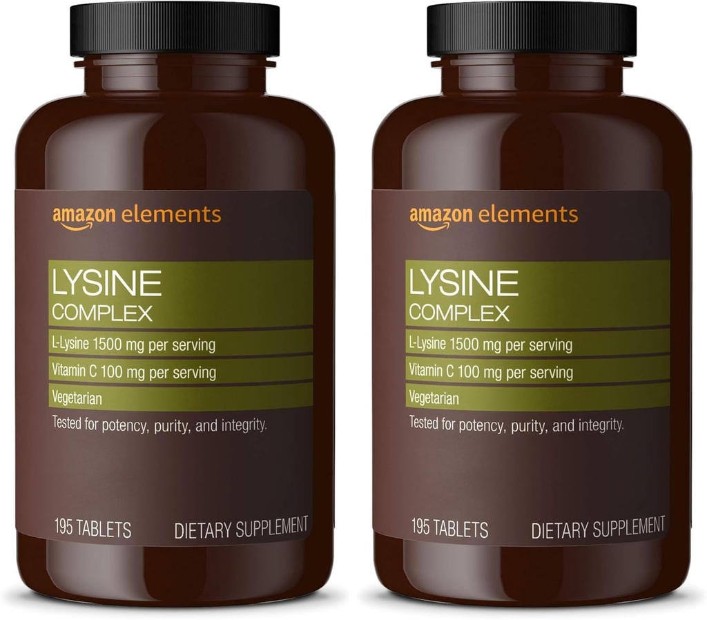 Elements Lysine Complex with Vitamin C for Immune Health Support, Vegetarian, 65 Hizmet, 195 Kont (Pazar Mayıs Vary) (Pack of 2)