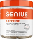 Genius Caffeine - Sustained-Release Microencapsated Caffeine Pills for Smooth, Long-Lasting Energy & Focus - No Jitters or Crash - 100 mg per Capsule - 100 Hizmet - Doğal Performans ATM