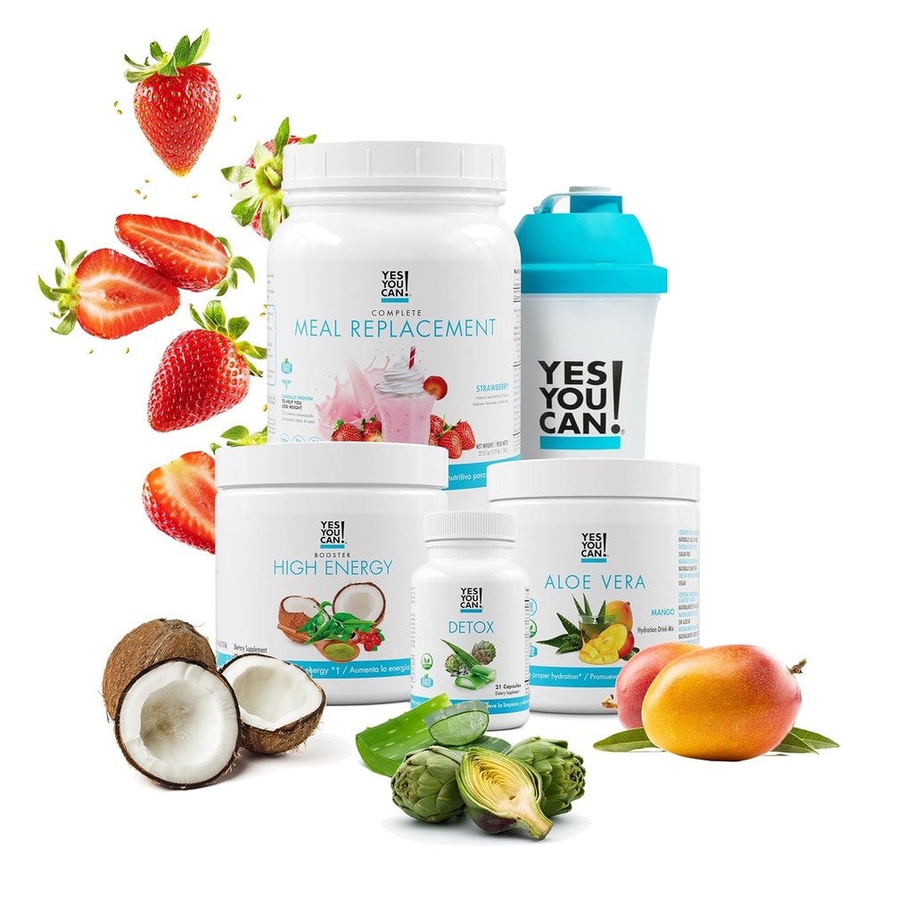 Detox Plus Kit, Daily Cleanse Pure Fiber Meal Replacement, Drink Mix, Shake Booster and Supplement, Body Cleanse Kit for Women, Daily System Cleanse - Φράουλα, Aloe Vera Mango