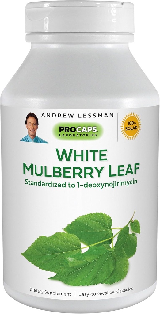 ANDREW LESSMAN Λευκό Mulberry Leaf 180 Softgels - Υψηλή ισχύς Τυποποιημένο Λευκό Mulberry Leaf. Μικρό εύκολο να καταπιείτε Softgels