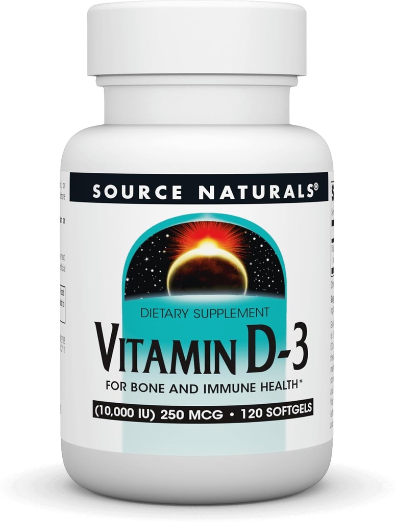 Source Naturals Vitamin D-3, Supports Bone & Immune Health*, 250 mcg (10.000 IU) - 120 Softgels