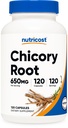 Nutricost Chicory Root 650mg ανά καψάκιο - 120 Κάψουλες με βάση το φυτό, Μη ΓΤΟ, Χωρίς γλουτένη