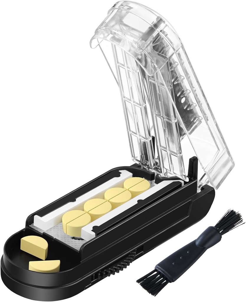 Bir Zamanda Multi Pills için Pill, Pill XS Küçük ve Küçük Piller için Splitter, Küçük veya Büyük Piller için Pill Splitter, Pill Splitter with Hidden Sharp Paslanmaz Steel Blade (Black)