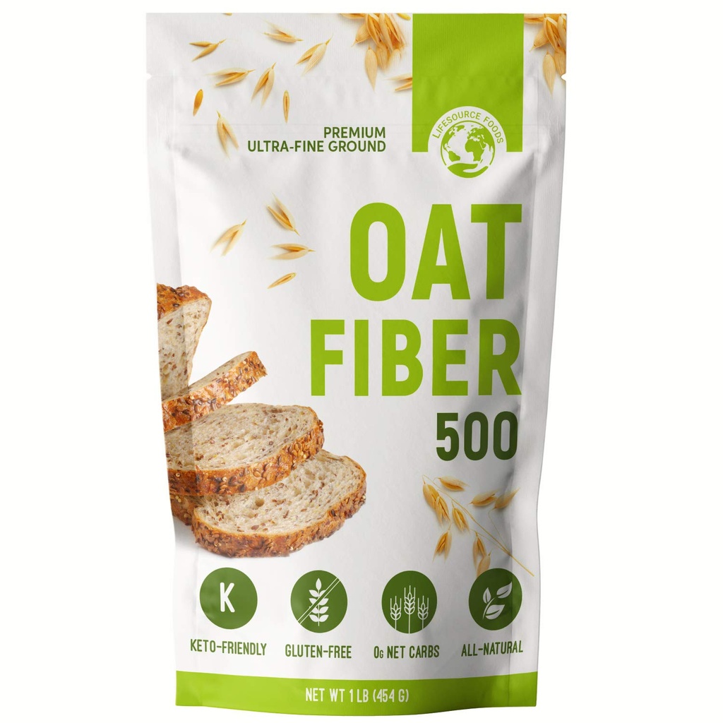 Hayat Kaynakları Gıdaları Oat Fiber 500 (1 LB) Keto, Zero-Carb, Gluten-Free, All- Natural Fiber for Low-Carb Baking and Bread, OU Kosher, Resealable Pouch