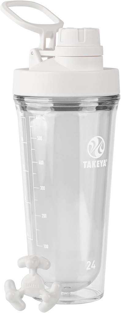 Takeya protein Shaker - BPA-Free Plastik Shaker Şişe Leak-Proof Spout Lid ile - Easy Sign Shaker for Gym & More - Dishwasher-Safe Reusable Shaker with Spout Lid - 24 oz, Cloud White