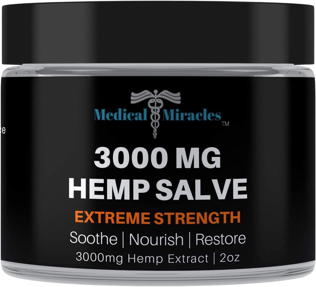 Medical Miracles Hemp 3000 Mg Extreme Strength Hemp Salve: HIPS, Ortaklar, Boylar, Arka, Elbows, Parmaklar, Eller ve ABD'de Yapılan Dizler