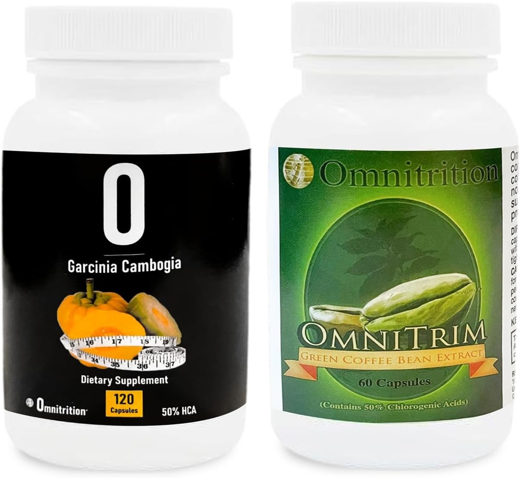 Omnitrition Supplements Kit: Green Coffee Bean Extract (60 Capsules) ve Garcinia Cambogia (120 Veggie Capsules) | Antioksi-Rich for Vitality | Pure Formula, Nomixs