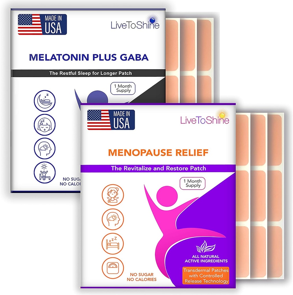 Menopause Relief and Melatonin Sleep Patch Sche - 2 Packs - Hot Flashes, Night Sweats, Mood Swings Relief Plus Restful Sleep Patches - 30 Day Supply Per Pack (60 Patches) - ABD Made Tarafından Live To Shine
