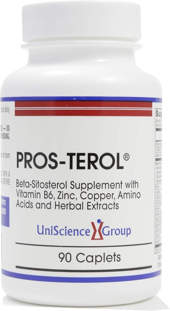 Pros- TEROL, Prostate Relief with 900 mg Φυτικές στερόλες με Σπόρους κολοκύθας, Stinging Nettle Root, Ginger Root, Licorice Root Extracts 90 Caplets