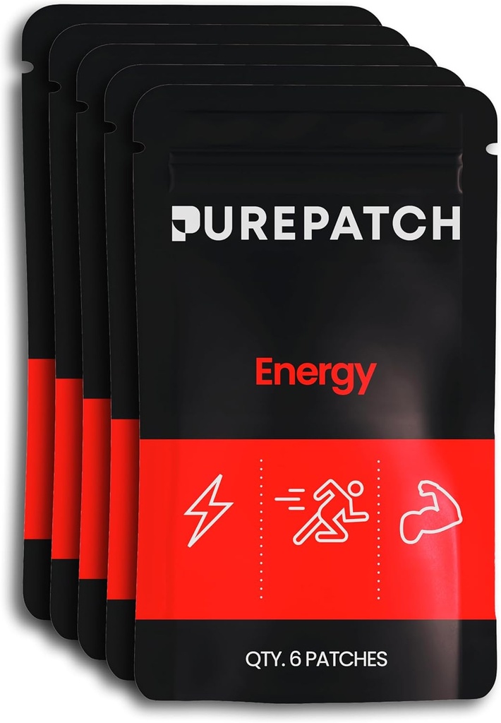 Pure Patch® Energy Patch – Botanical-Inspired Topical Patch with Caffeine, Bolt Acids, and Electrolyte Mix – Non-Ingestible Format – 30 Patches