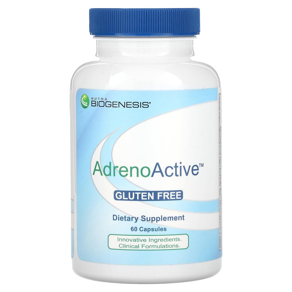 Nutra BioGenesis AdrenoActive - Βοηθά στην υποστήριξη της υγιούς αντίδρασης στρες - Χωρίς γλουτένη - 60 κάψουλες