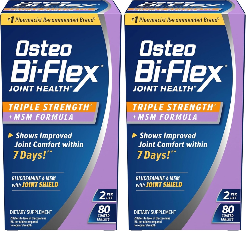 Osteo Bi-Flex Triple Strength(5) MSM, Glucosamine Ortak Sağlık Supplement, kaplama Tabletleri, 80 Kont (Pack of 2)