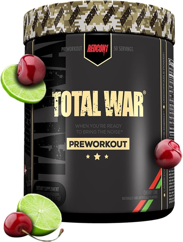 REDCON1 Συνολική προ προπόνηση πολέμου, Cherry Lime - Beta Alanine + Citrulline Malate Vegan & Keto Φιλική προεργασία για άνδρες & γυναίκες με 320mg καφεΐνη (50 εξυπηρετούν)