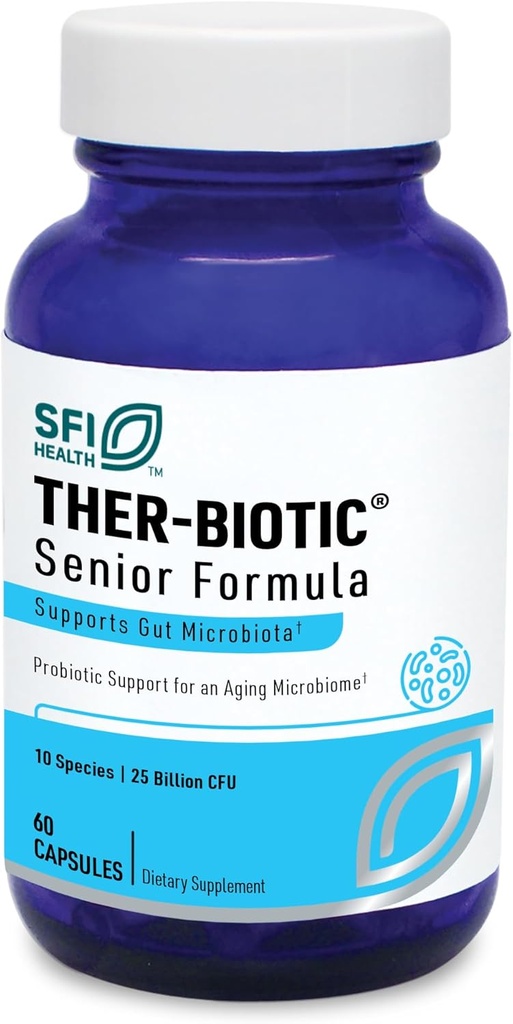 Klaire Labs SFI Health Ther-Biotic Probiyotiks for Seniors - Digestive & Immune Support for Senior Men & Women Over 60 - Bifidobacterium & Lactobacillus - Adult Probiyotik - Dairy-Free (60 Capsules)