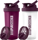 Utopia Home protein Shaker Şişe - (Pack of 2) 28-Ounce Shaker şişeleri Protein Mixes için - Fitness Sports Classic Protein Shak Shaker Şişe (Plum & Clear/Plum)