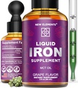 Kadınlar ve Erkekler için Demir Supplement Kan Builder, Anemi için Demir Vitamini | MCT Oil, Natural Grape Flavor, Faster Abors & Immune Support (2 Fl Oz)