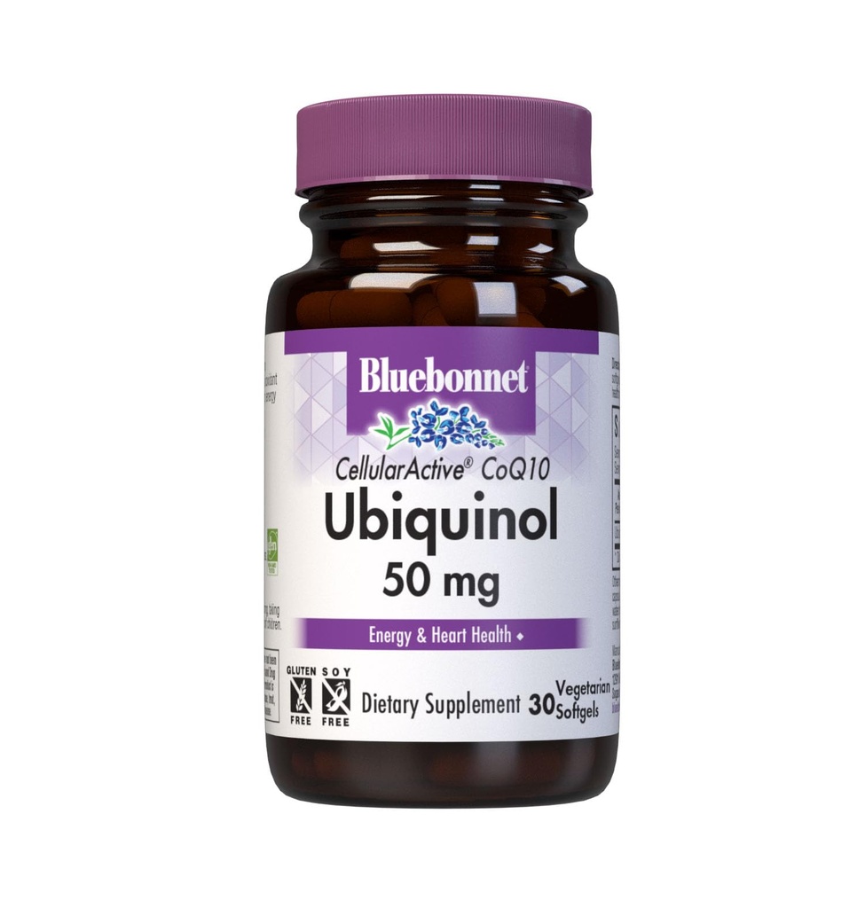 Bluebonnet Beslenme Hücreleri Aktif CoQ10 Ubiquinol 50 mg Vegetarian Softgels, Heart Health & Cellular Health, Ubiquinol from Kaneka, Non GMO, Gluten Free, Soy Free, Milk Free, 30 Vegetarian Softgels