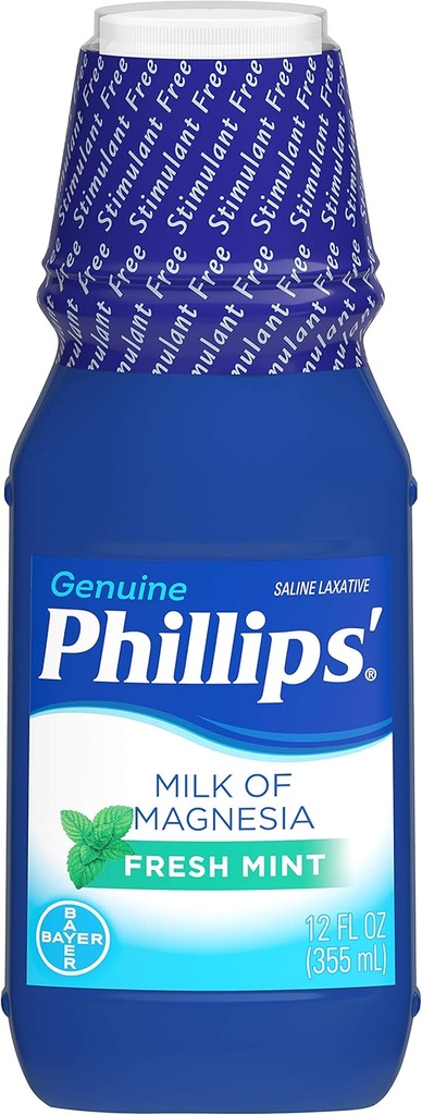 Phillips'in Magnesia Laxative, Fresh Mint, 12 Fl Oz (Pack of 2)