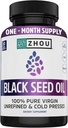 ZHOU Black Seed Oil Capsules - Black Cumin Seed Oil Cold Pressed, Nigella Sativa, Pure Unrefined Blackseed, Premium Supplement for Health, Hair & Skin w/Thymoquinone - 60 Capsules (Polonya)
