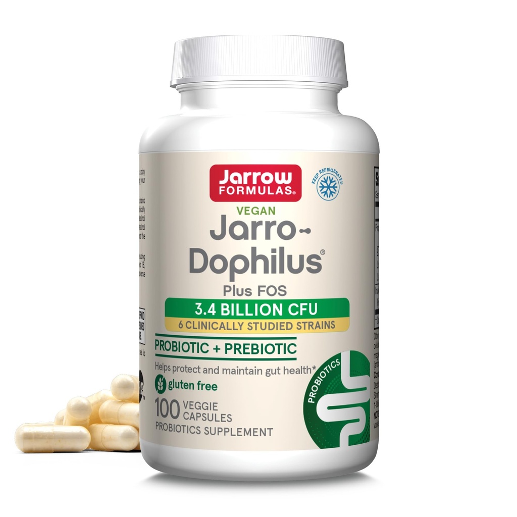 Jarrow Formulas Jarro-Dophilus + FOS - 3.4 Δισεκατομμύρια Οργανισμοί Ανά Υπηρεσία - 100 Veggie Caps - Προβιοτική & Προβιοτική - Διατροφική Υποστήριξη Ωφέλιμων Βακτηρίων - Μέχρι 100 Υπηρεσίες