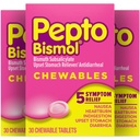 Pepto Bismol Nausea, Heartburn, Indigestion, Upset Stomach ve Diarrhea Relief, Original Flavor, 90 Total (3 Packs of 30)