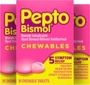 Pepto Bismol Nausea, Heartburn, Indigestion, Upset Stomach ve Diarrhea Relief, Original Flavor, 90 Total (3 Packs of 30)